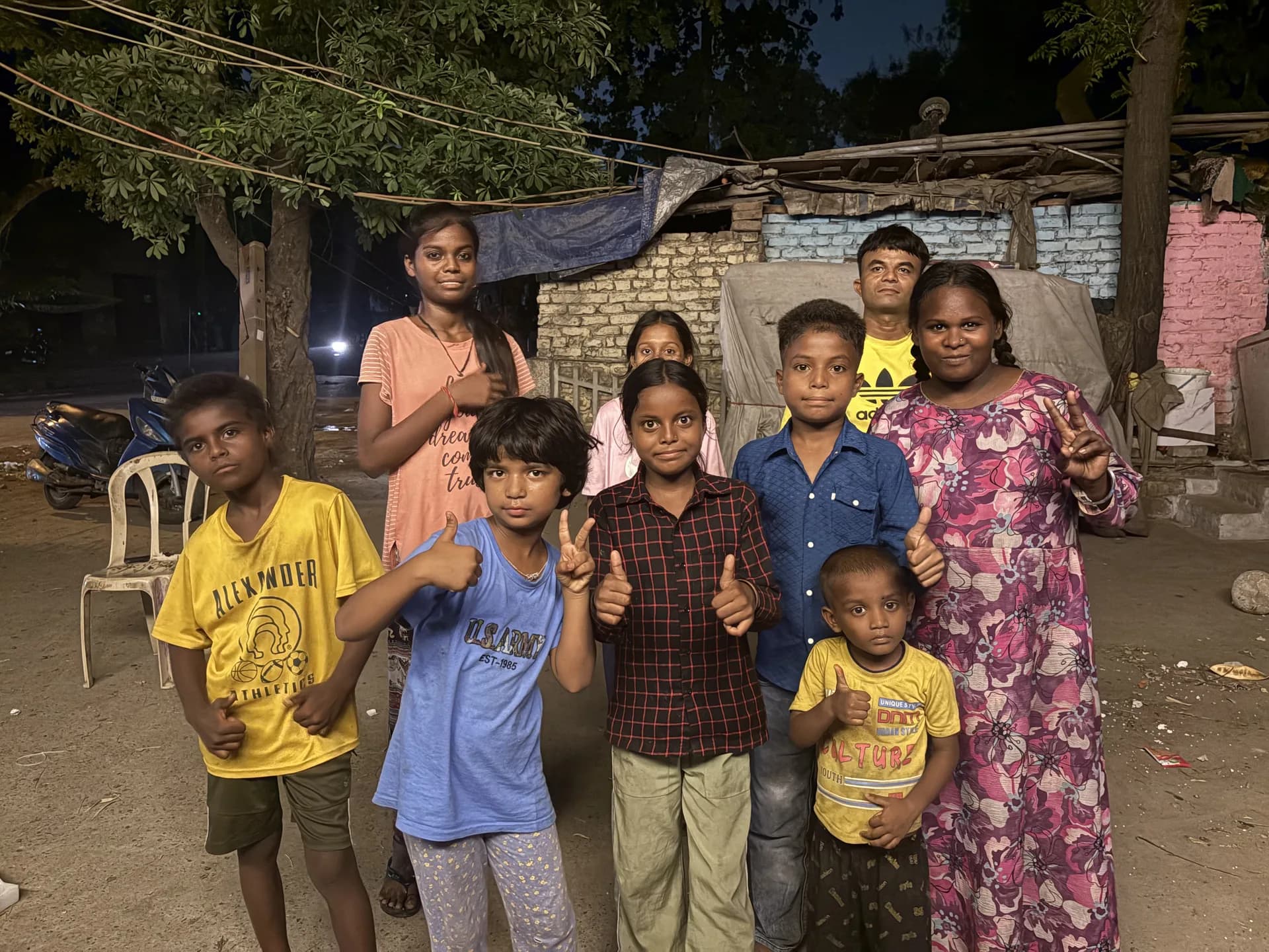 Children and young people at an outdoor screening